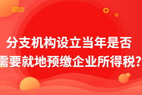 在拉薩成立分支機(jī)構(gòu)（分公司），設(shè)立當(dāng)年是否需要就地預(yù)繳企業(yè)所得稅?